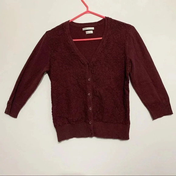 Van Heusen Sweaters - Van heusen Studio burgundy cardigan sweater Sz S